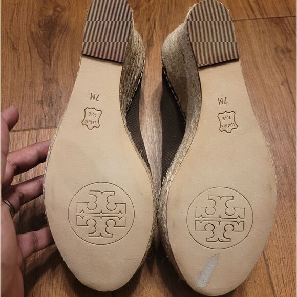 Tory Burch Canvas Espadrilles Wedge Brown Size 7 New - Picture 7 of 7